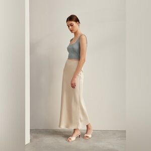 Our Second Nature Satin-Finish Slip Skirt in Cream